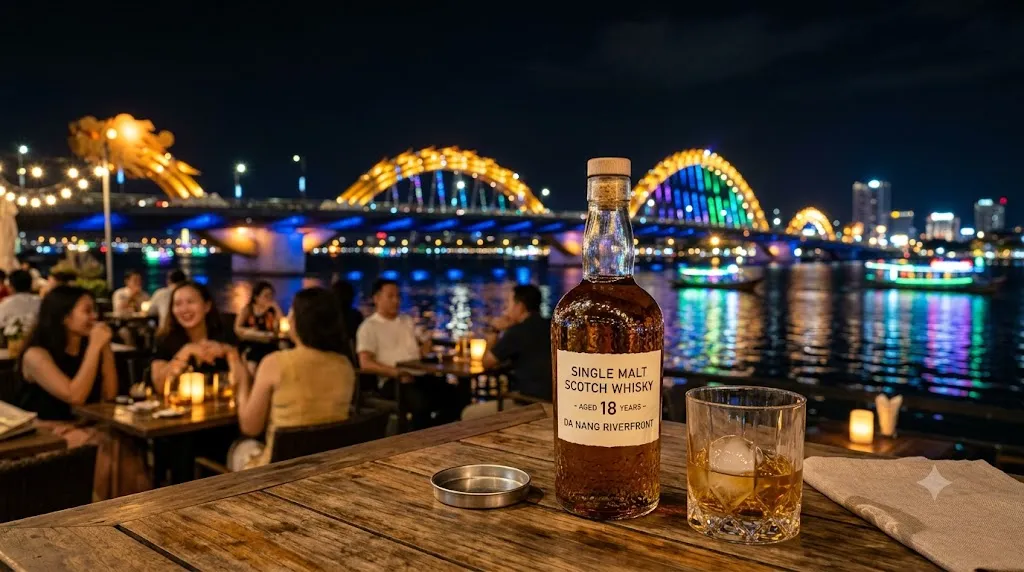 Thu mua rượu ngoại tại Đà Nẵng view cầu Rồng
