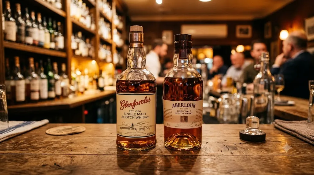 Chai rượu Glenfarclas và Aberlour Single Malt Scotch Whisky