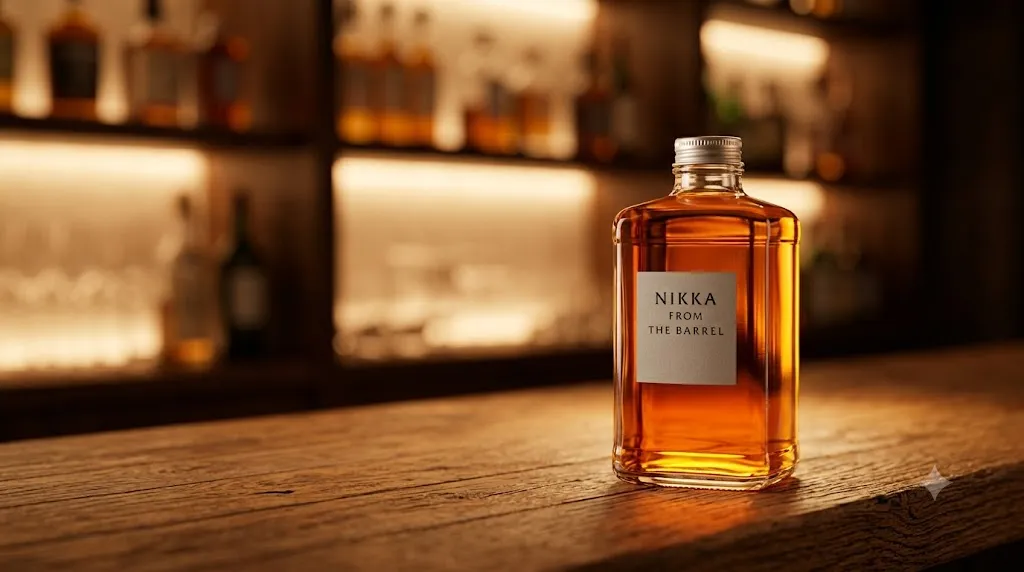 Chai rượu Nikka From The Barrel whisky Nhật Bản trên quầy bar
