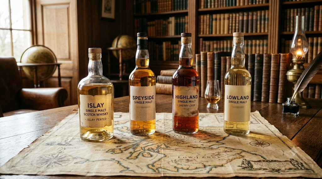 Whisky Scotch các vùng: Islay, Speyside, Highland, Lowland